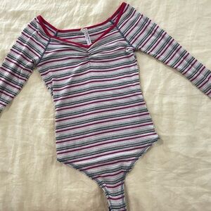 Free People ribbed long sleeve bodysuit, XS
